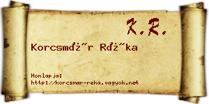 Korcsmár Réka névjegykártya